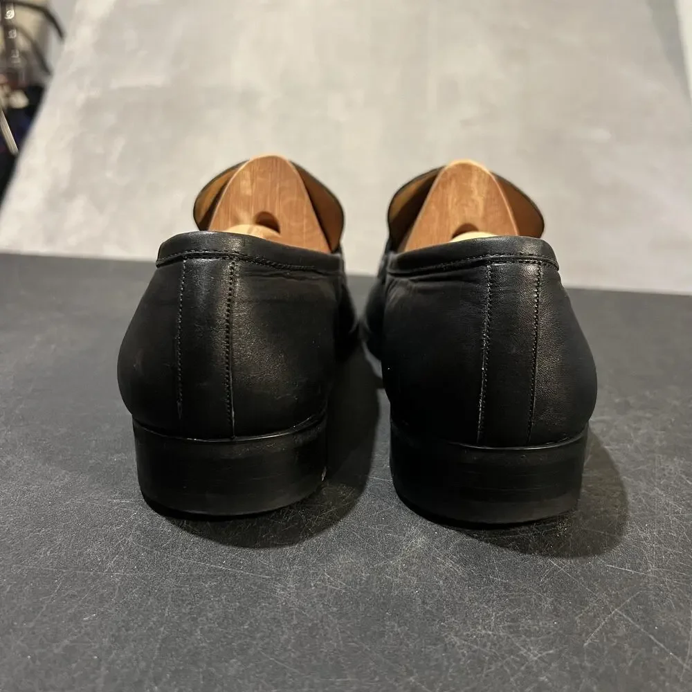 Magnanni Lino Dress Shoes Mens 10 Black Leather Bit Loafers Slip On Formal
